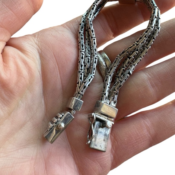 Chunky Sterling Silver Multi Byzantine Chain Bracelet Heavy 925 Silver Bali - Picture 8 of 9